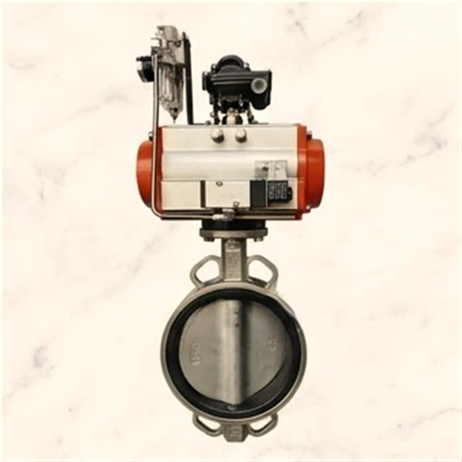 Pneumatic actuated flanged butterfly valve